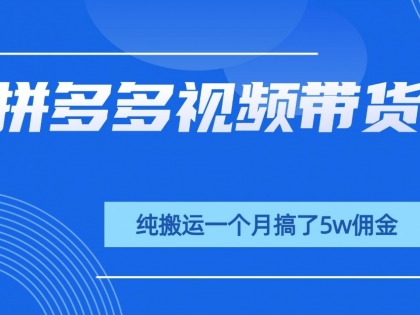 拼多多短视频带货，纯搬运一个月搞了5W
